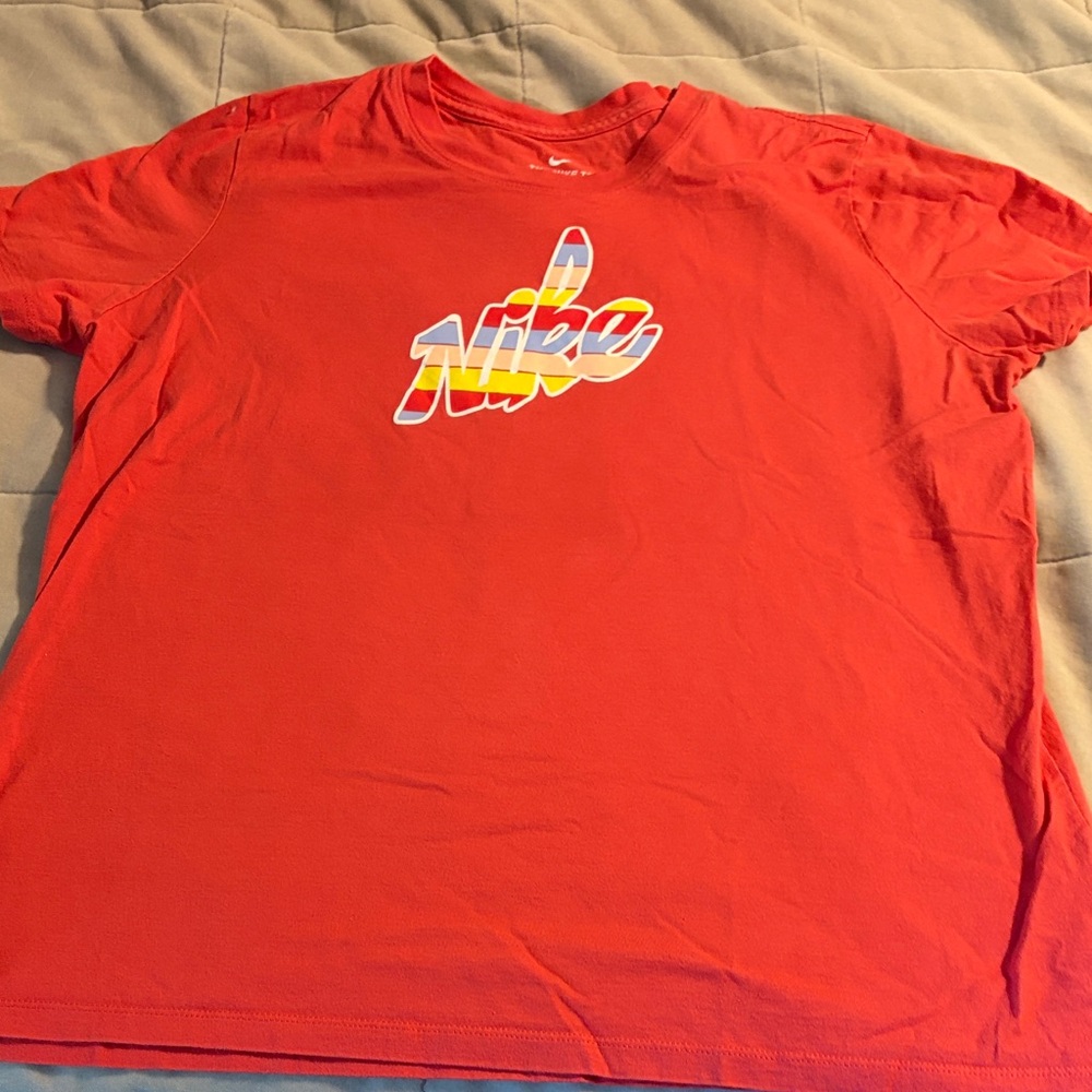 Nike Red Tee with Multicolor Logo